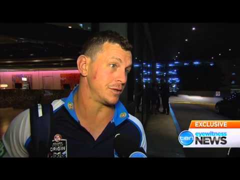 Greg Bird invites Mal Meninga to run at him