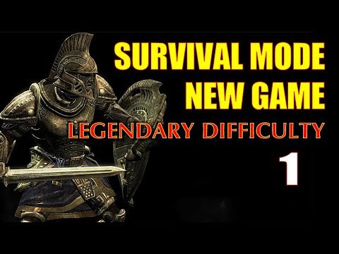 Skyrim SURVIVAL MODE Walkthrough Legendary Part 1 - One Gun, Zero Start Challenge Run (1H Build)