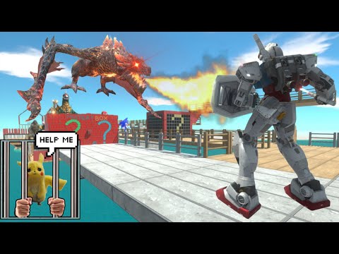 Gundam RX-78 vs Godzilla 2021 & Mechagodzilla – Can Gundam Save Pikachu?