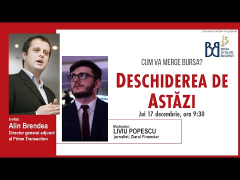DESCHIDEREA DE ASTĂZI.Cum va merge bursa.Cu Alin Brendea, director general adjunct Prime Transaction