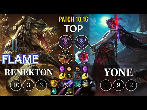 DWG Flame Renekton vs Yone Top - KR Patch 10.16