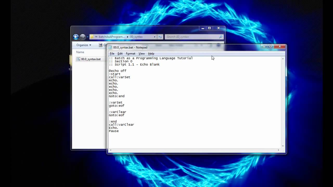 Batch as a Programming Language Tutorial Section 1 - Echo