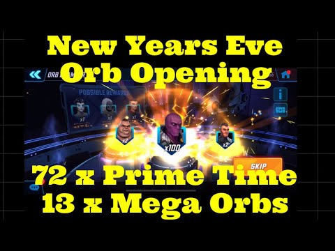 New Years Eve Orb Opening | 13 Mega Orbs | 72 Prime Time Orbs - Marvel Strike Force - Free to Play