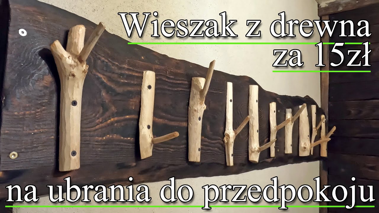 Wieszak drewniany za 15zł na ubrania do przedpokoju, ścienny - Strawbale Vlog 142