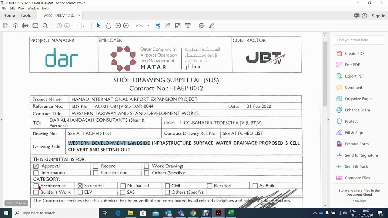 Submitting Shop Drawing with Unifier