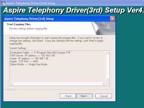 TAPI Telephony Driver Installation