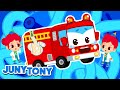 Fire Truck In Trouble Tangled Hose Rescue At JunyTony Hospital Kids Songs By JunyTony
