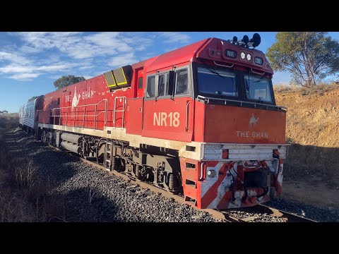 Down 2MA8 The Overland with NR18 Ghan leading at Murgheboluc headed for Adelaide SA 19/5/2025