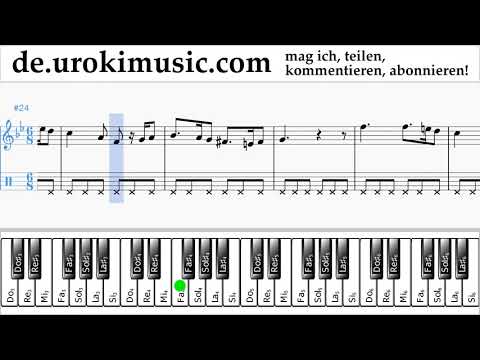 Klavierunterricht (rechte Hand) Greensleeves Noten Lernen Teil#2 um-b995