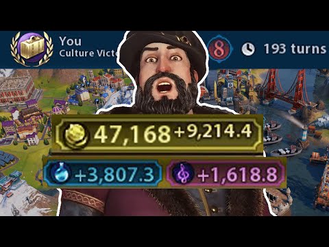 DEITY Portugal is INSANE With 9000 Gold Per Turn - Sub 200 Culture Victory - Civ 6 Portugal Pt 2