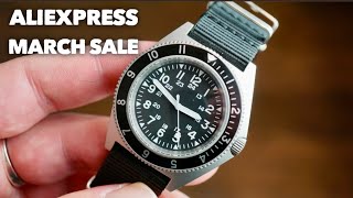 Aliexpress March Sale! WatchDives WD1972 Military Watch Review Under $60!
