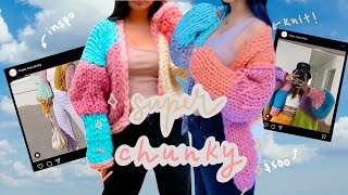 i knit a hope macaulay inspired cardigan (diy tutorial) super easy and fast, SUPER CHUNKY!!  💕💕