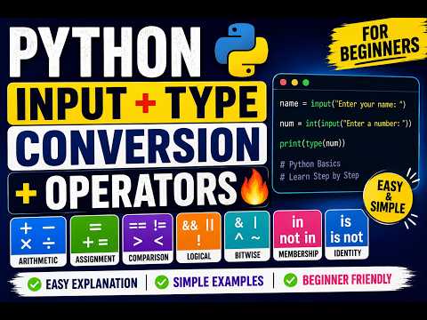Tutorial Of Day2 Learn Python Input Type Conversion Operators Python For Beginners
