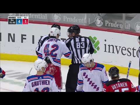 NHL Fight - Rangers @ Devils - Smith vs McLeod - 04 03 2021