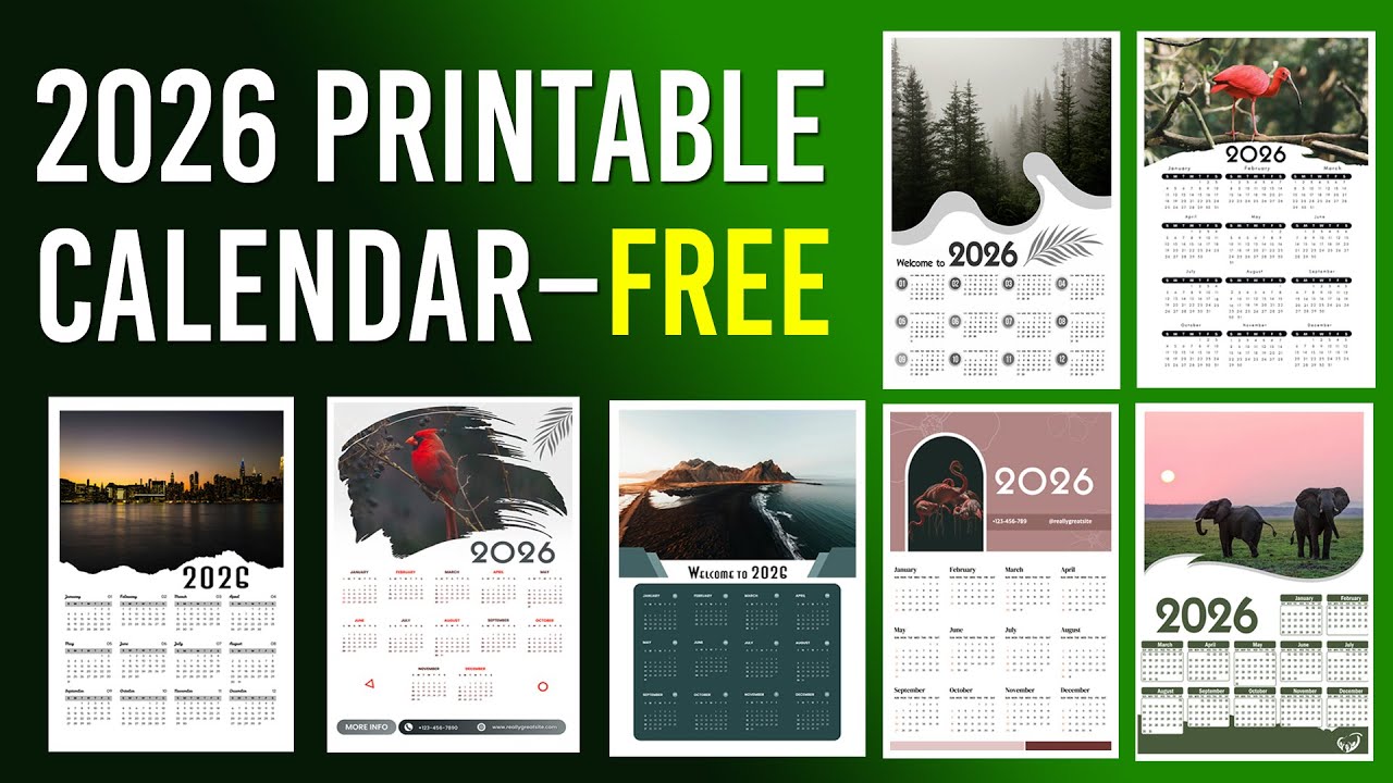FREE 2026 Printable Calendar | Editable PSD Templates