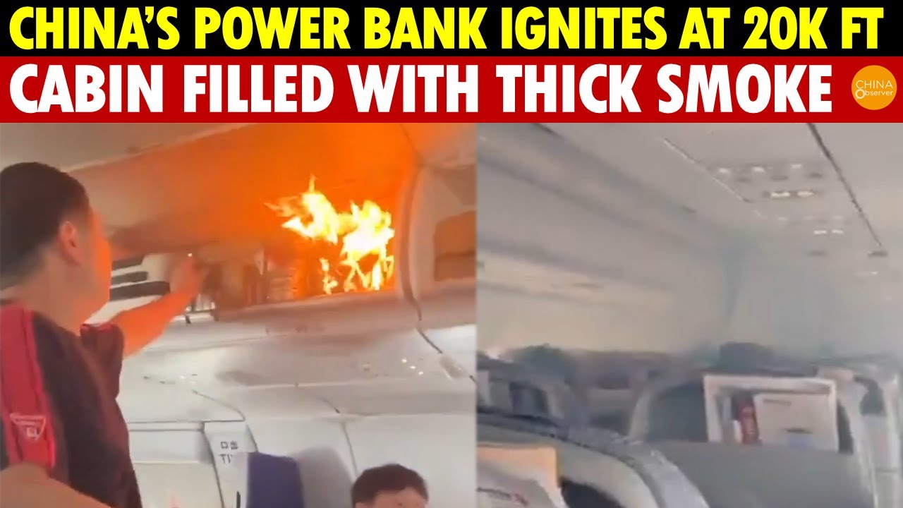 Breaking! China’s Power Bank Catches Fire at 20,000 Feet, Thick Smoke Fills Cabin