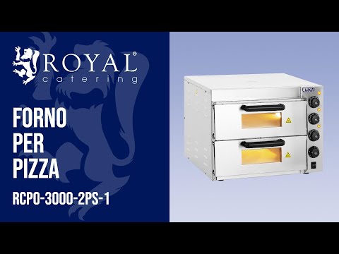 Video - Forno per pizza in acciaio inox con piastra di riscaldamento in argilla refrattaria - Temperatura massima 350°C