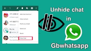how to Hide Unhide Chat In Gbwhatsapp ||