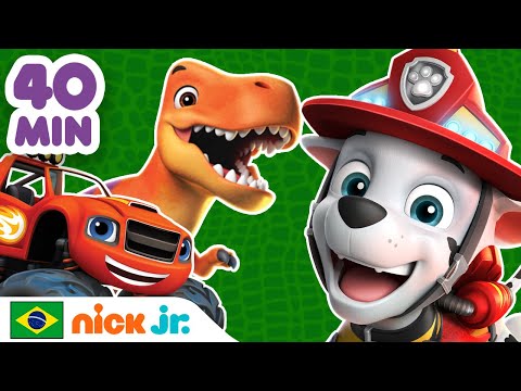 Capa de Blaze e Patrulha Canina | 40 MINUTOS nos salvamentos de dinossauros mais legais! | Nick Jr Português