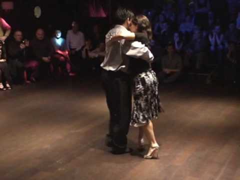  Carlos Espinoza  and  Mamié Sancy  are  dancing  to  the  milonga  "  No Hay Tierra Como La Mia  "