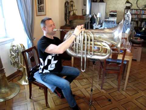 François Thuillier playing the big trumpet