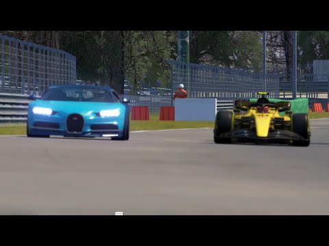 F1 Ferrari F1-75 Giallo Modena 2022 vs Bugatti Chiron at Monza GP #2