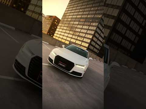 Craaaazy cinematic of Audi A7 with rainbow transparent PPF on the Los Angeles roof parking location