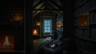 Fireplace calm on a snowy night