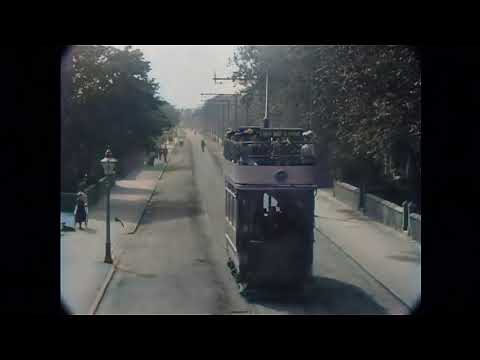 AI Colorized | Tour along the new electric tram in Lytham, England (1903)
