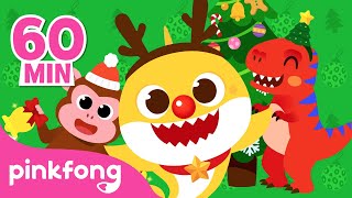 Jungle Bell Rock 🎄 | Christmas Songs for Kids |  Monkey and T-rex | Pinkfong Christmas Playlist