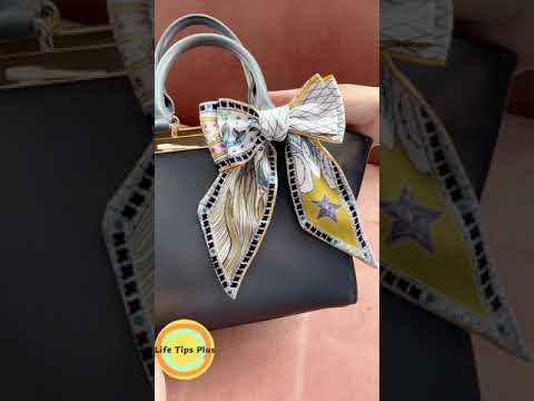 Two ways to wrap twilly onto Handbags. .Accessorizing handbag handles with twilly. #shorts