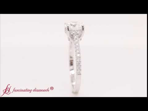 Hidden Halo Pave Set Round Diamond Engagement Ring In 14K White Gold-FD9128R