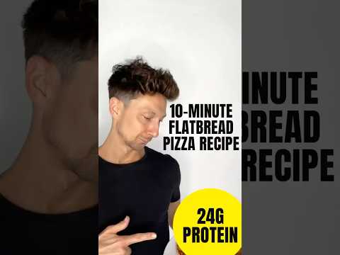 10-minute healthy flatbread pizza with 24g protein! #pizzarecipe #flexibledieting