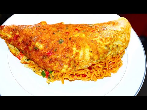 Noodles Omelette, Make This 10 Minutes Quick And Easy Breakfast Recipe