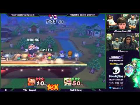 S@X 9/9/14 - Seagull Joe (Diddy Kong) vs Coney (Wario) - Project M Losers Quarters - Smash PM