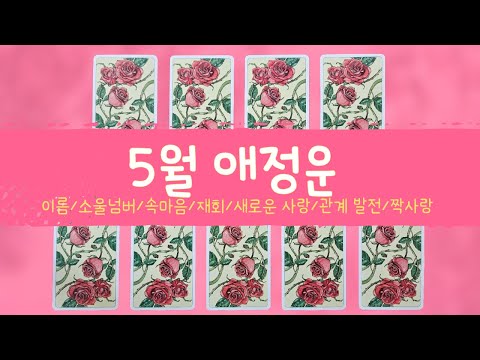 [타로/애정] 5월 연애운/이름/소울넘버/새로운 사랑/관계 발전/재회/속마음/짝사랑