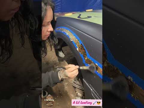 Gold Leafing ! #ladylowrider #gold #custom #art #auto #paintandbody