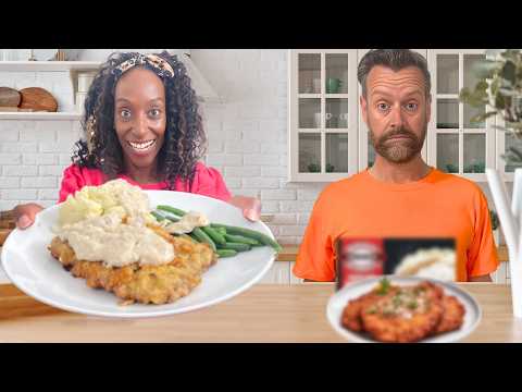 Two Brits Try American CHICKEN FRIED STEAK Challenge. One CHEATED!