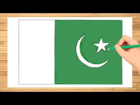 Pakistan Flag Drawing Easy | How to Draw Pakistan Flag Step by Step | Pakistan National Flag 🇵🇰