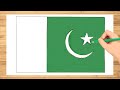Pakistan Flag Drawing Easy | How to Draw Pakistan Flag Step by Step | Pakistan National Flag 🇵🇰