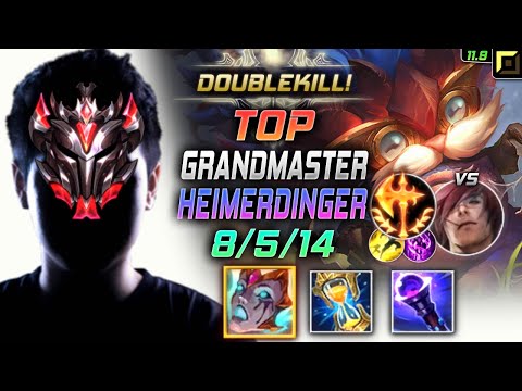 GrandMaster Heimerdinger TOP vs Sett - 천상계 탑 하이머딩거 템트리 룬 리안드리 정복자 ハイマーディンガー - LOL KR 11.9