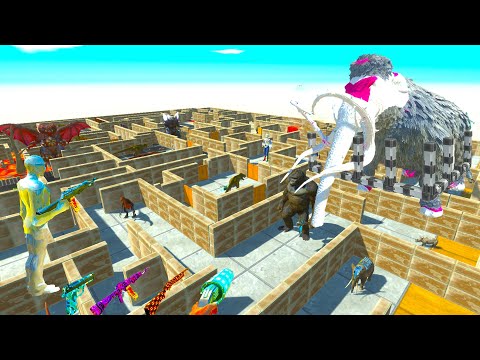 FPS AVATAR vs MAMMOTH FROM A DEADLY DINOSAUR MAZE - Animal Revolt Battle Simulator