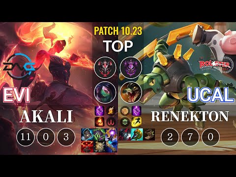 DFM Evi Akali vs KT Ucal Renekton Top - KR Patch 10.23