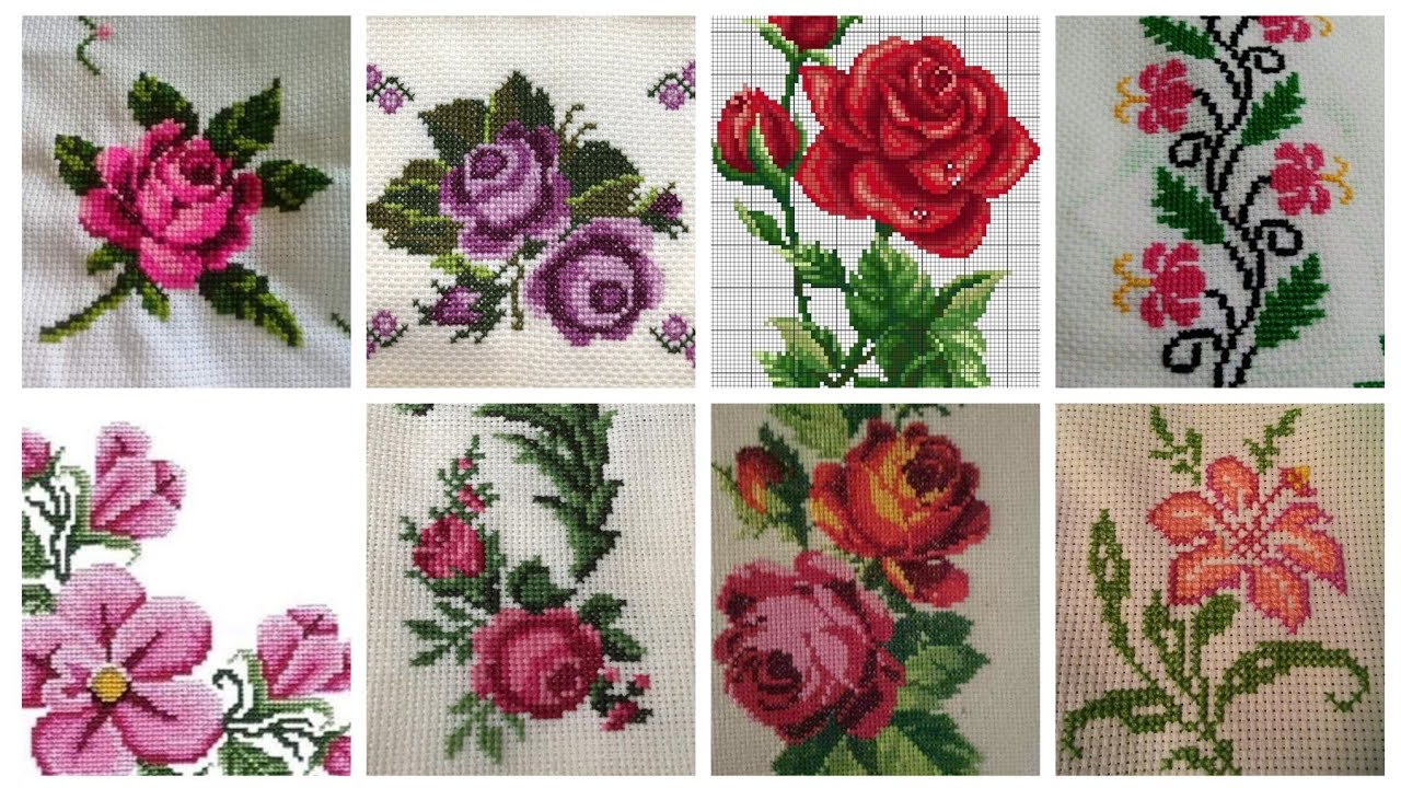 Beautiful hand cross stitch #Floral cross stitch hand embroidery thick cotton