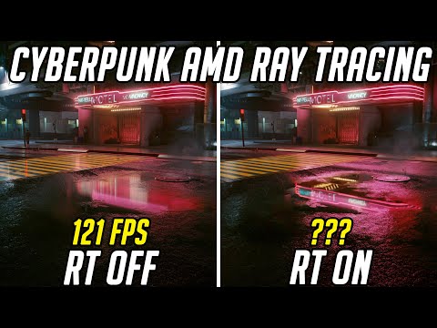 Part of a video titled Ray Tracing in Cyberpunk 2077: can AMD compete? - YouTube