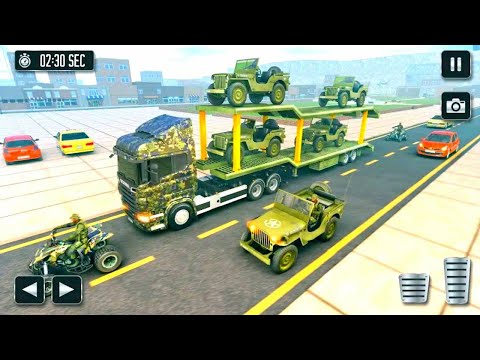 Transporting US Army Jeep in Long Trailer Truck - Airplane Transport Car 2021 - Android Gameplay #8