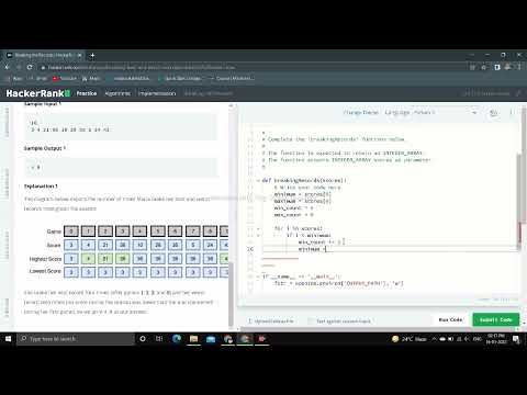 Hackerrank Problem Breaking The Records Problem Hackerrank Fully Solved Problem With Python