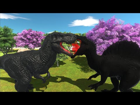 DARK SPINOSAURUS vs DARK T-REX vs SUPERMAN DINOSAURS DEATH CLIMB - Animal Revolt Battle Simulator