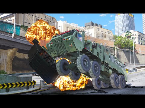 GTA 5 TACTICAL FIRE TRUCK HIGH SPEED CRASHES - SUPER CINEMATIC PICTURE WITH SLOW MO ep.48