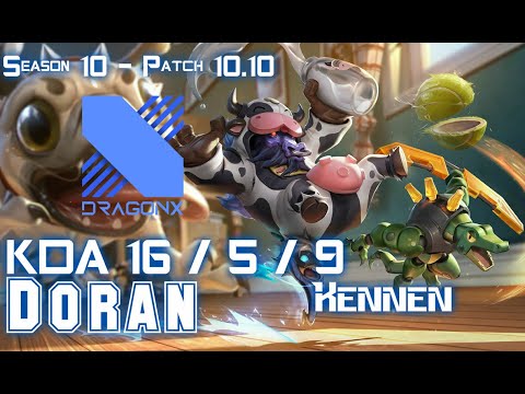 DRX Doran KENNEN vs RENEKTON Top - Patch 10.10 KR Ranked